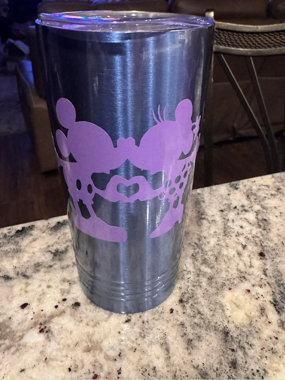Disney Navy Travel Tumbler with Holographic YOU + ME Design